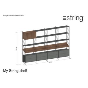 My String Shelf Dark Grey & Walnut | String Furniture