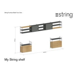 My String Shelf Dark Grey & Oak | String Furniture